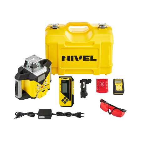 Nivel System NL720R Digital – laser obrotowy czerwony 700 m z autowpasowaniem i cyfrowym czujnikiem RD500R Digital
